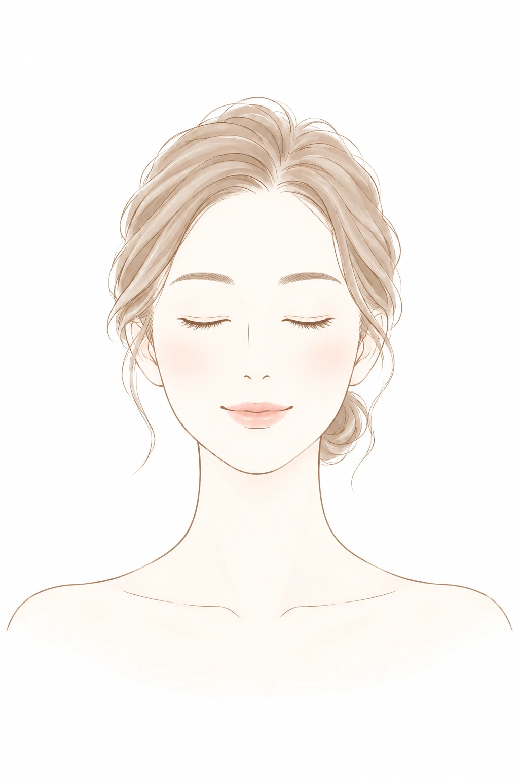 お顔のケアの女性イラスト